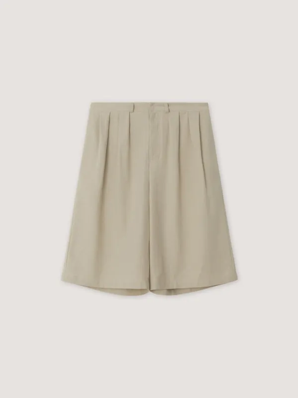 Dinny Linen 4-tuck Pants - Light Beige