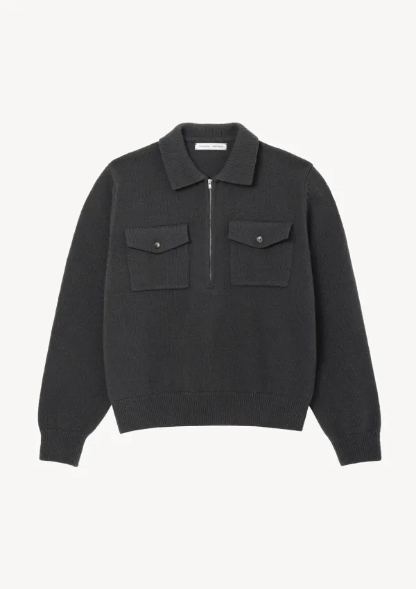 Pocket Collar Knit in Charcoal