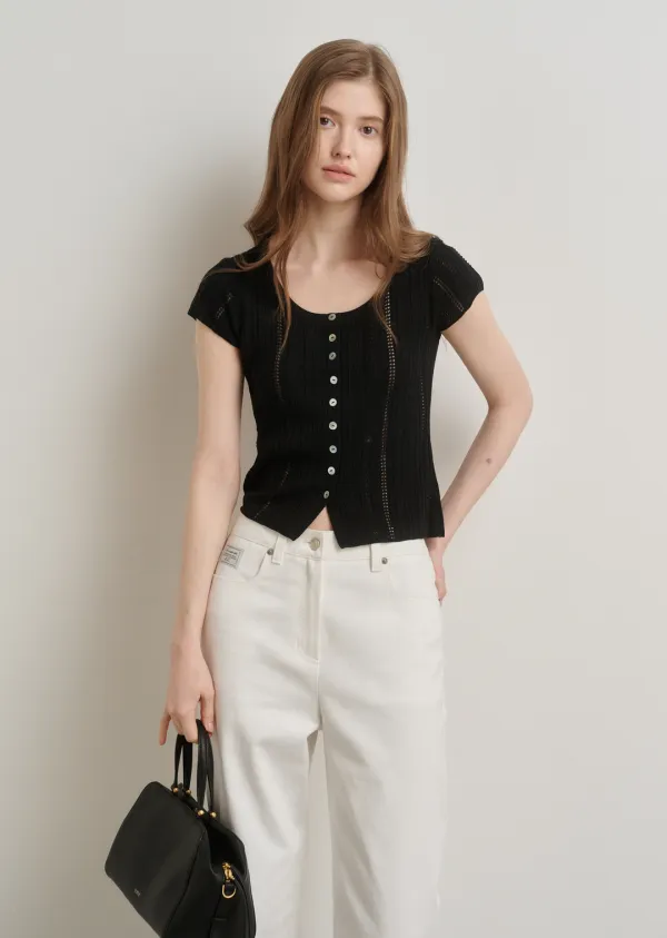 [5/29 예약배송] AIRY CAP-SLEEVE CARDIGAN (moat black)