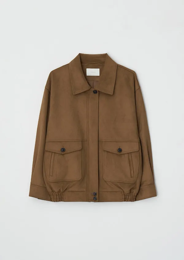 oversized suede blouson-camel