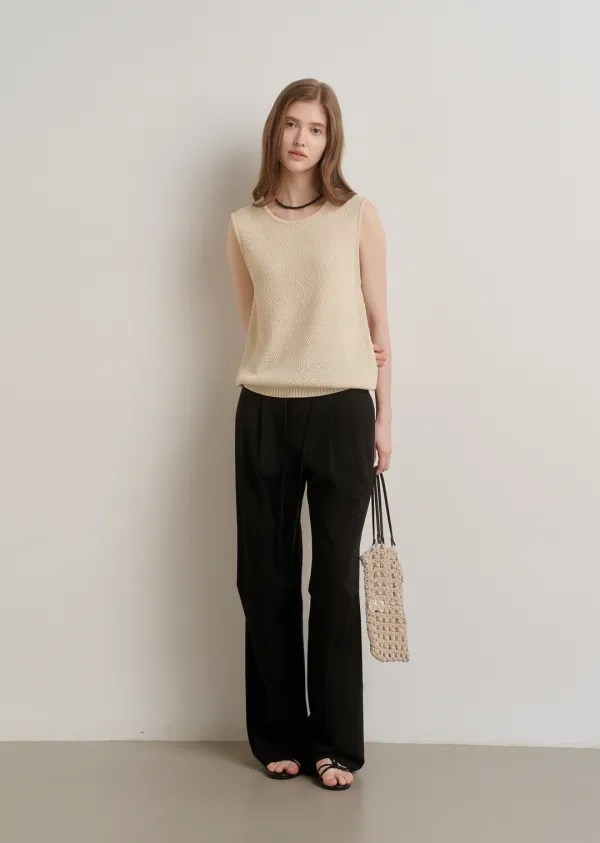 WASHING COTTON BELTED PANTS (moat black)