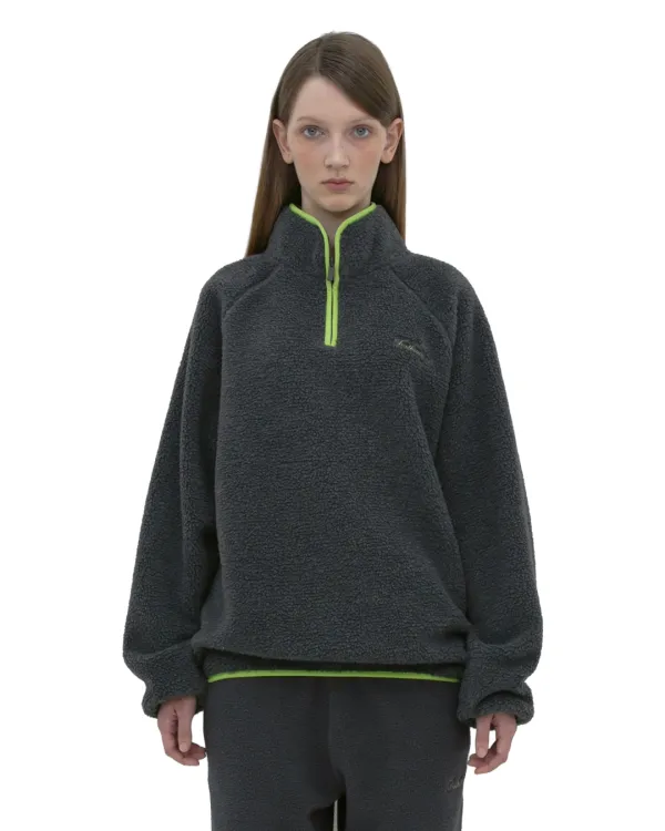 COLOR BLOCK HALF-ZIP FLEECE PULLOVER, GRAY