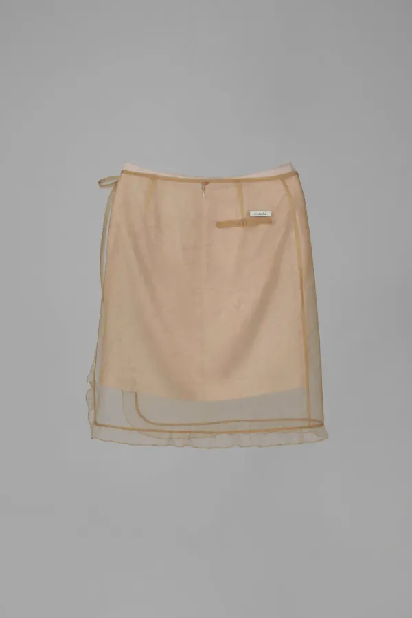 SHEER LAYERED WRAP SKIRT_BEIGE