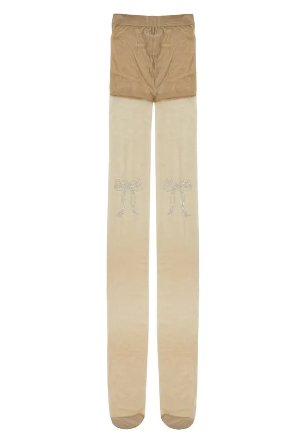 STONE RIBBON STOCKING BEIGE