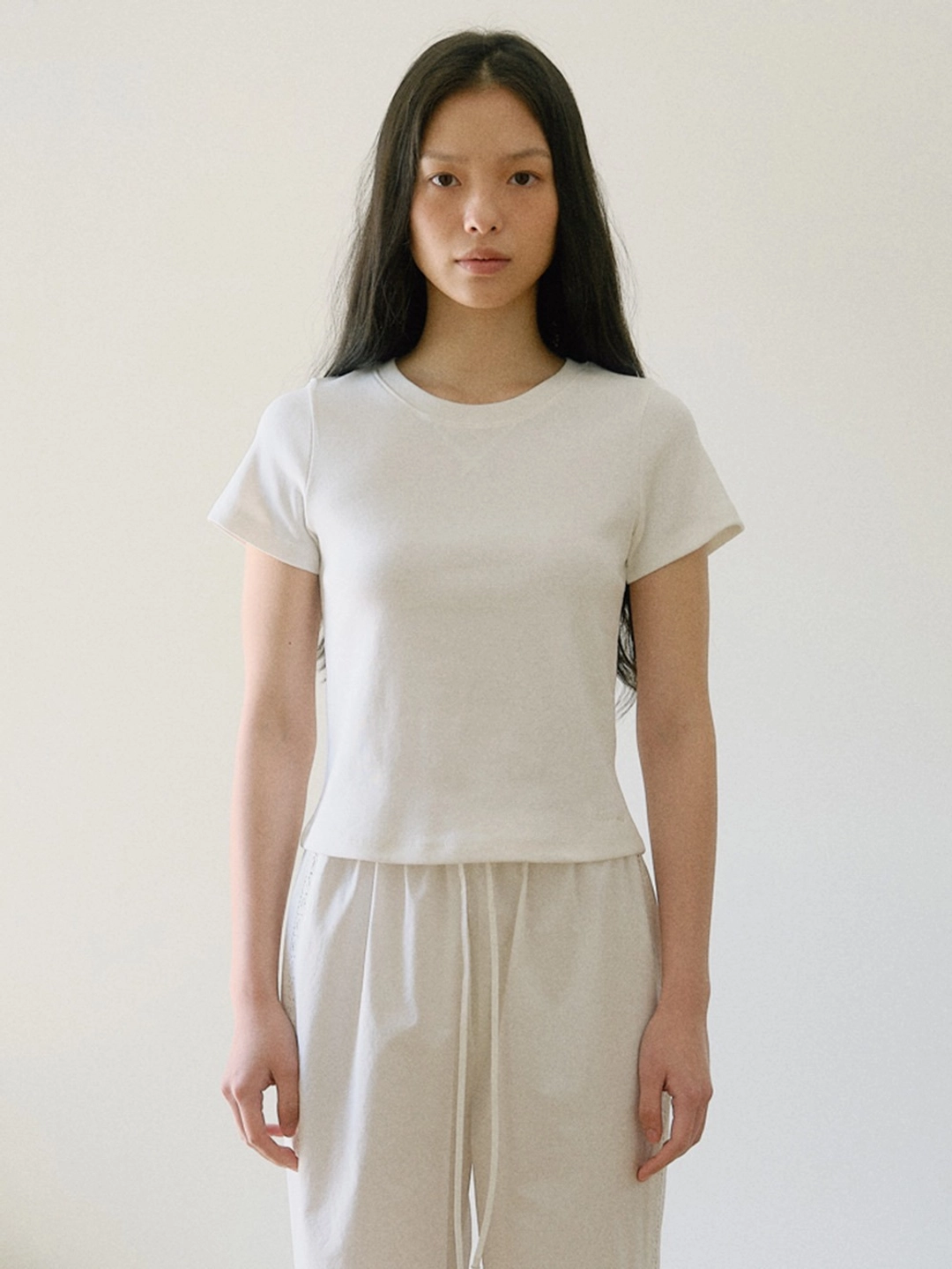 베이오드 V-stitch short-sleeved T-shirt_white 상품 이미지 2