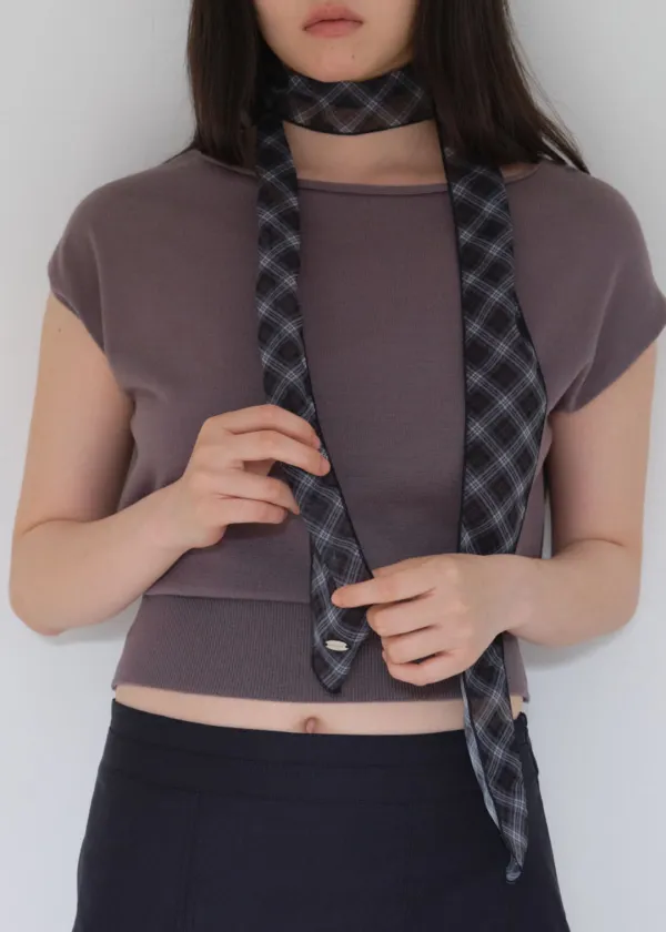 PATTERN SHEER SCARF - BLACK CHECK