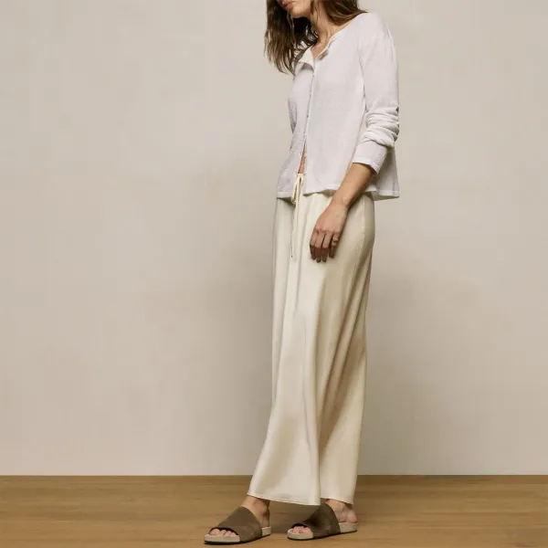 Silk Charmeuse Drawstring Skirt - Ivory