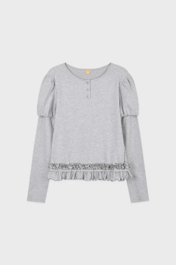 Balloon Puff Layered Sleeve (Melange Grey)