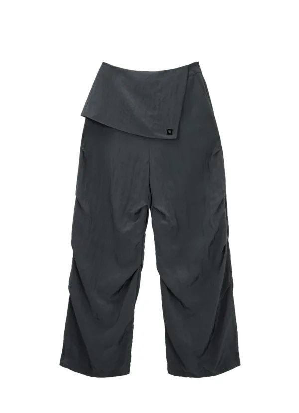 Featherlight Pintuck Pants [ Khaki Gray ]