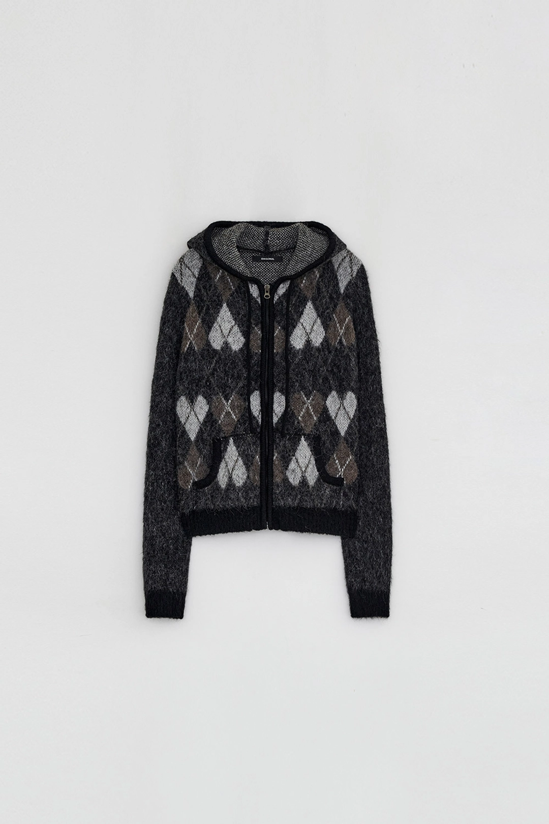 다이애그널 HEART ARGYLE JACQUARD HOOD ZIP UP 상품 이미지 3