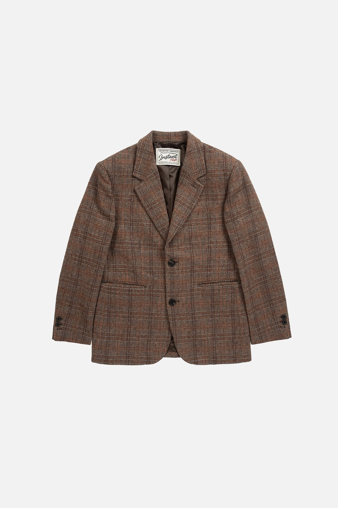 인스턴트펑크 ESSENTIAL CHECK SINGLE JACKET - BROWN 상품 이미지 1