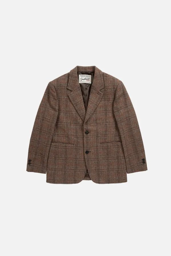 ESSENTIAL CHECK SINGLE JACKET - BROWN