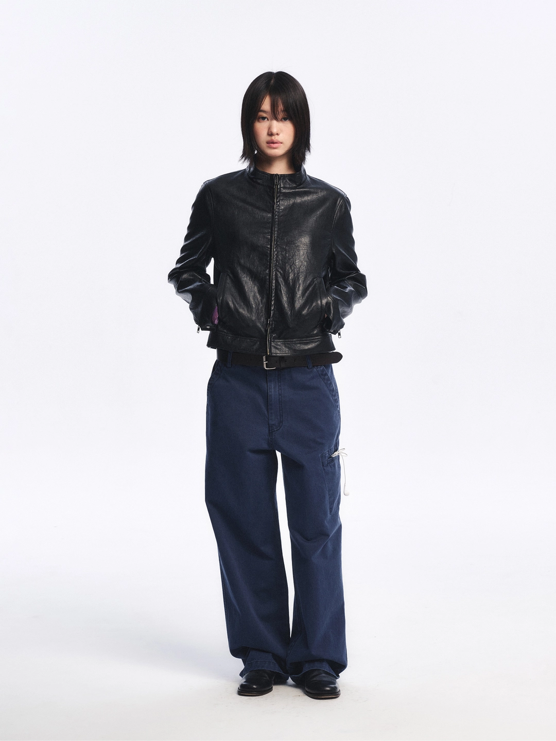 로우클래식 Side-Tab Artificial Leather Short Jacket_Black 상품 이미지 1