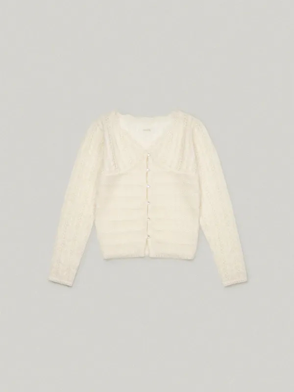 HAIRY CABLE CARDIGAN (IVORY)