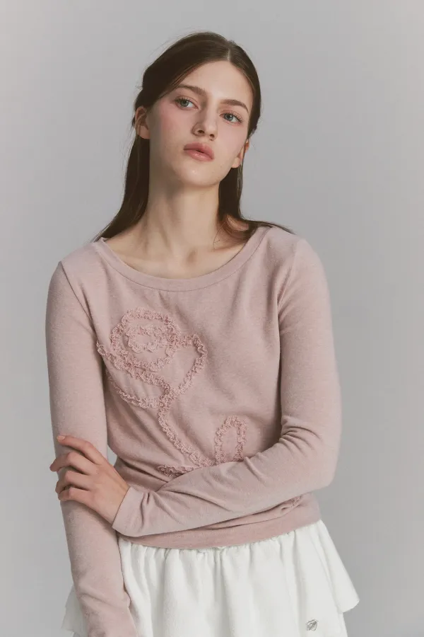[아이들 미연 착용] Lace Rose Long Sleeve Pink