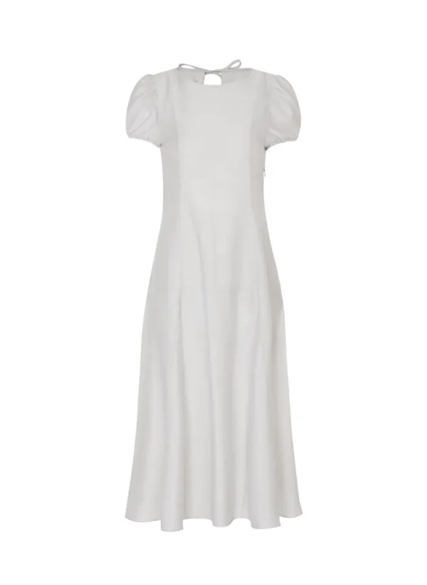 Sheer Puff Long Dress (Light Gray)