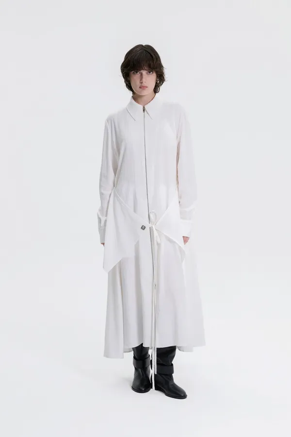 Wrap Shirt One-piece [ White ]