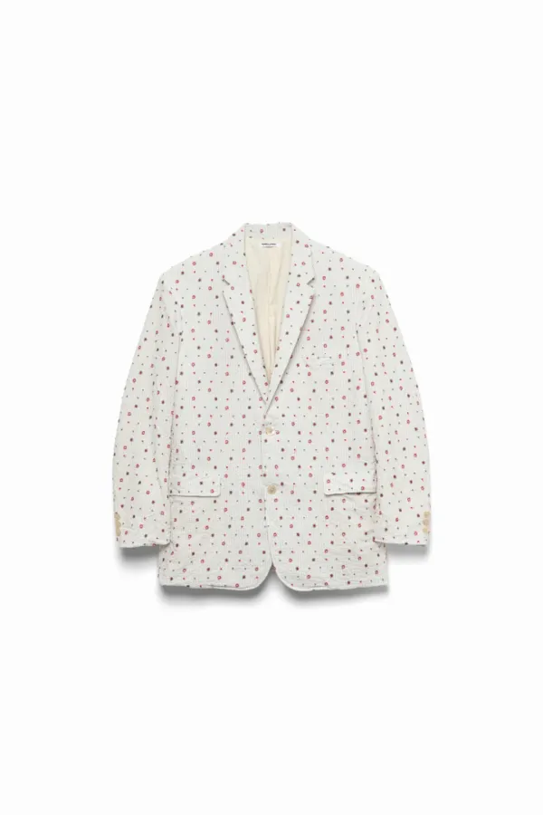 Seersucker Notched Lapel Single Jacket
