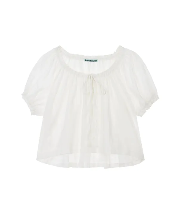 Puff Ribbon Blouse [White]
