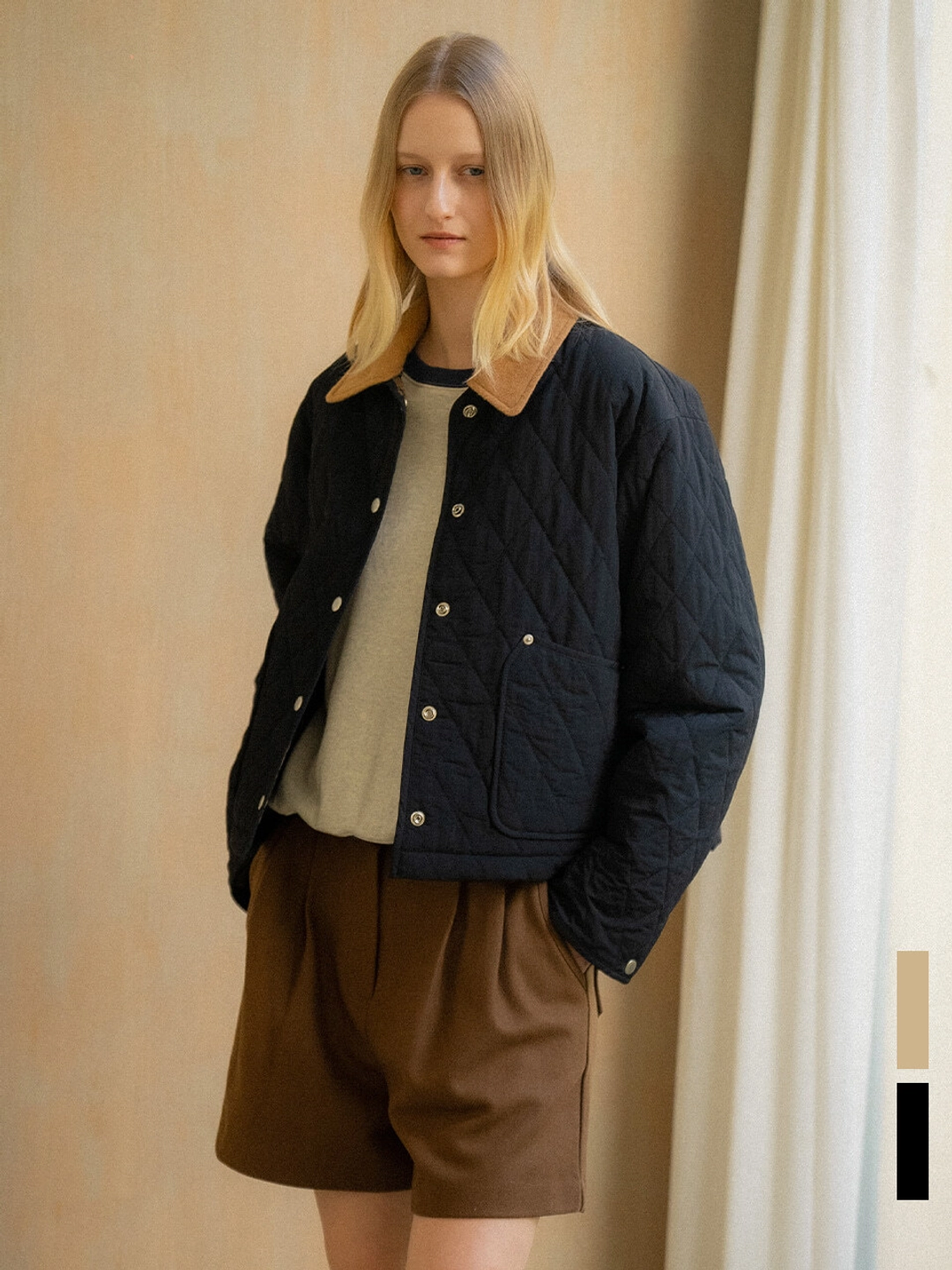 노운베러 Coloring diamond quilted jumper [KNFW04JP01]_[2color] 상품 이미지 1