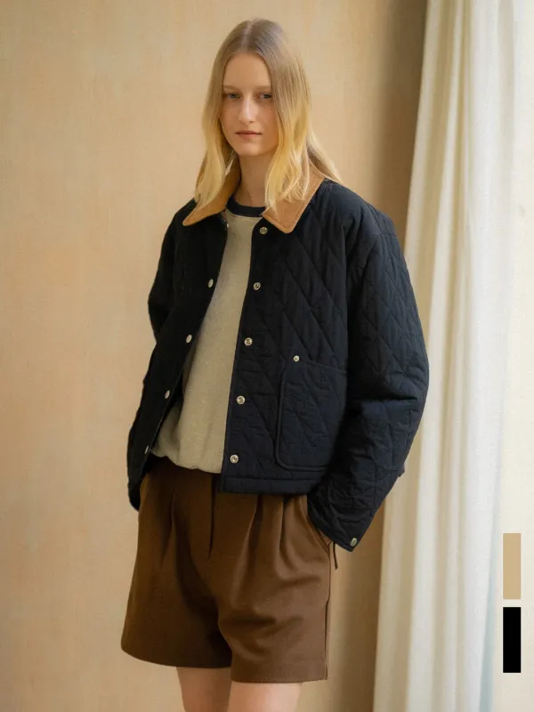 Coloring diamond quilted jumper [KNFW04JP01]_[2color]
