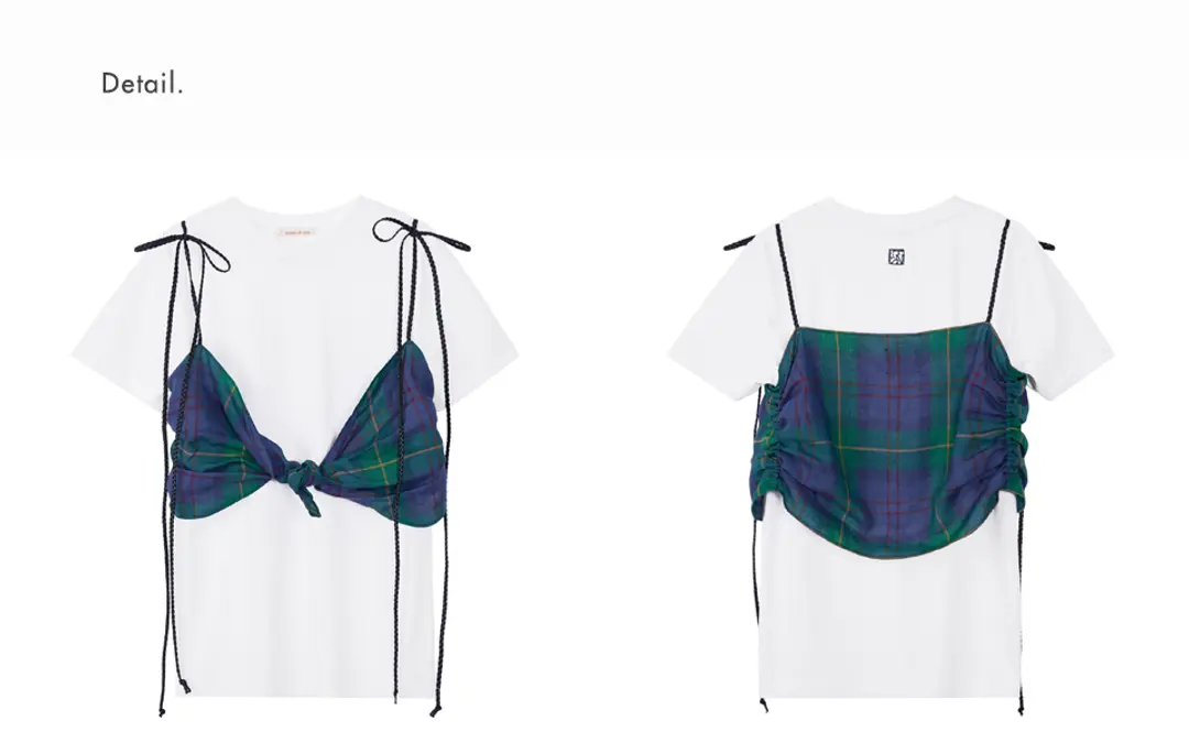 메종드이네스 TUBE TOP & T-SHIRT SET_WHITE-CHECK 상품 이미지 3