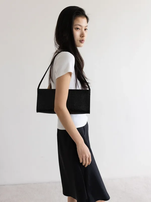WIDE CROCO BAG [BLACK]