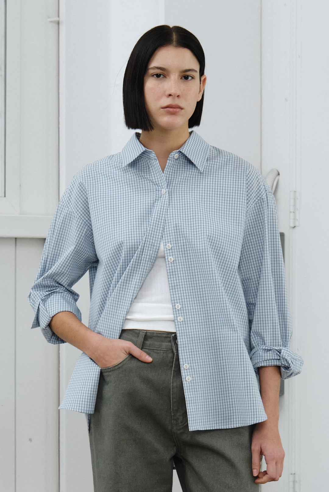 브렌다 브렌든 vermont check shirts - sky 상품 이미지 2