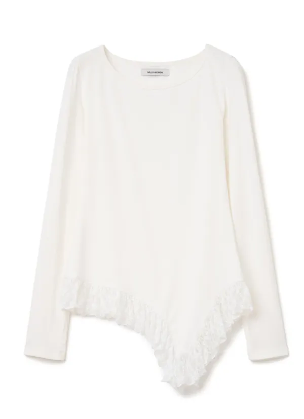 Ruffle Long Sleeve Top [Ivory]