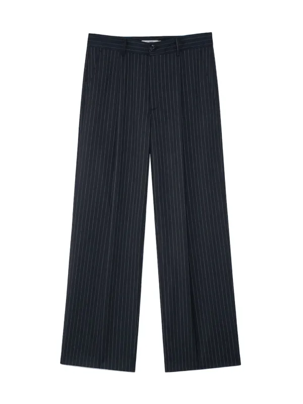 [2nd] G GENTLE WIDE LEG PINSTRIPE PANTS (NAVY)