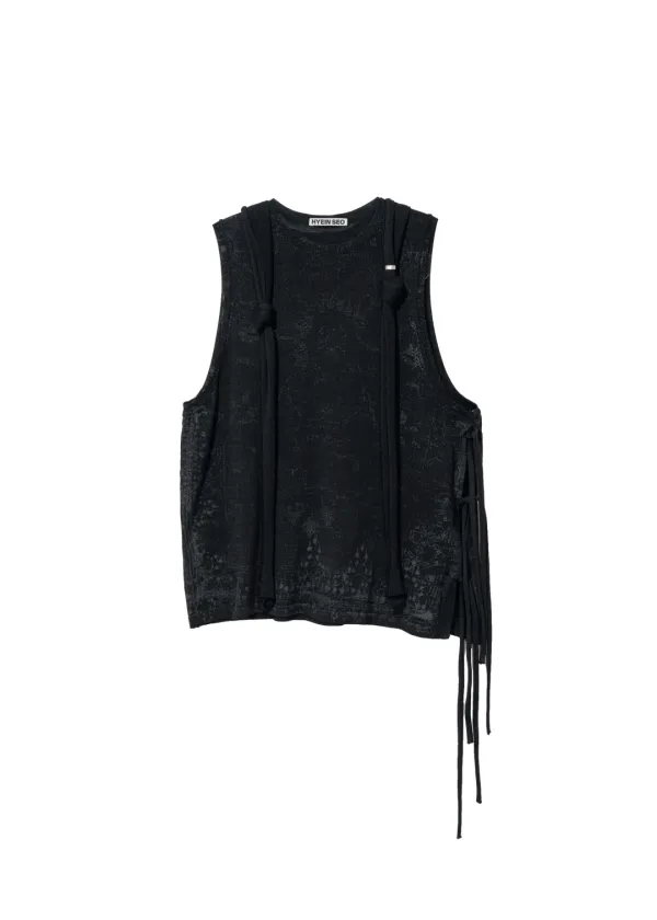 Sleeveless Knit w/ Macrame Hoodie