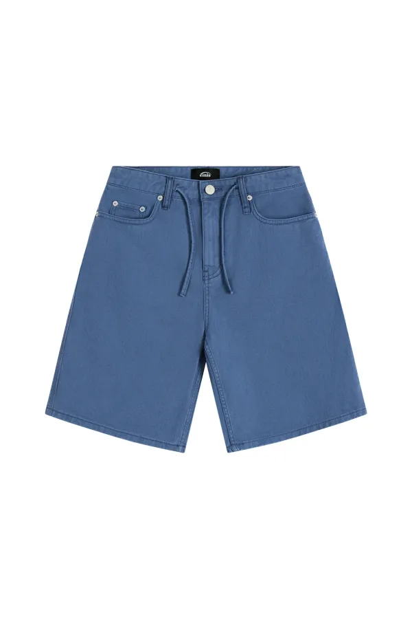 DRAWSTRING COTTON SHORTS-BLUE