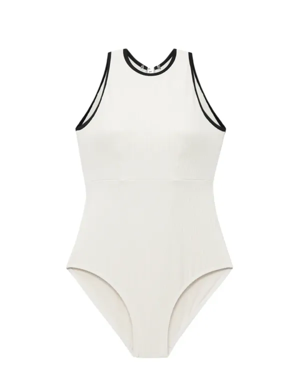 RIBBED HALTERNECK SWIM_OFF WHITE