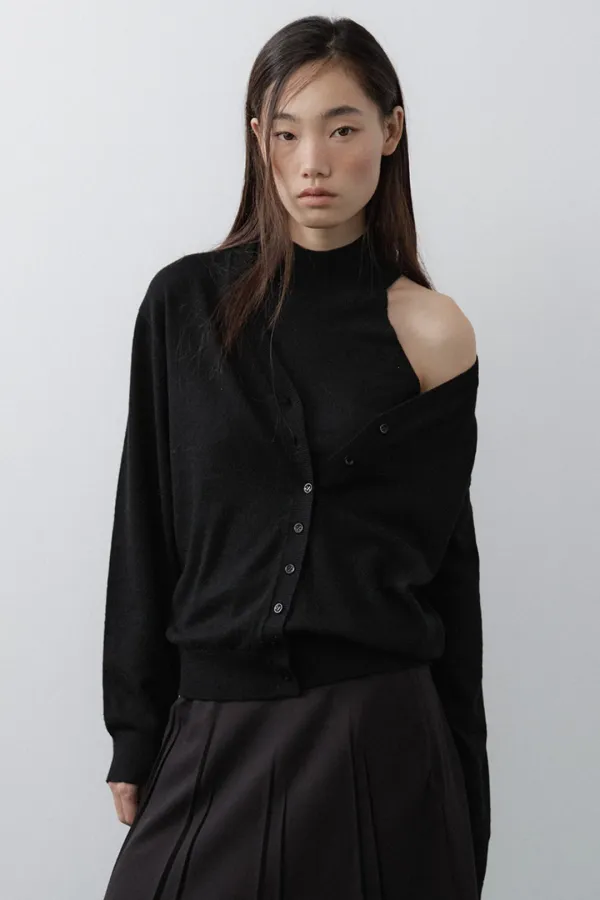[9/28 예약 배송] Halter & V-Neck Cardigan Set (Black)