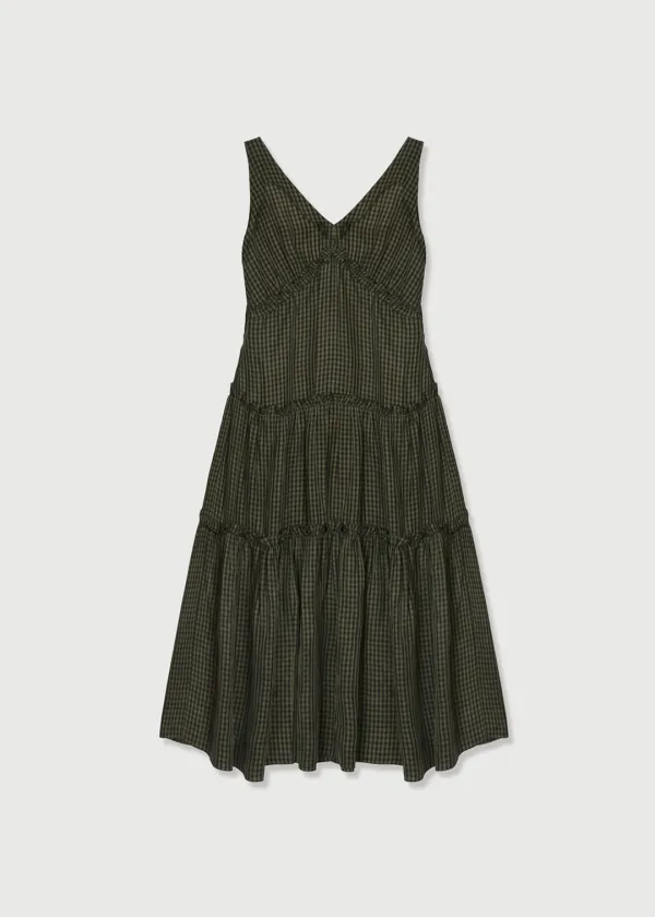 CUPRA OLIVE CHECK LONG DRESS
