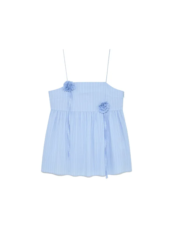 [슬기 착용] Stripe Corsage Camisole Sky Blue Stripe