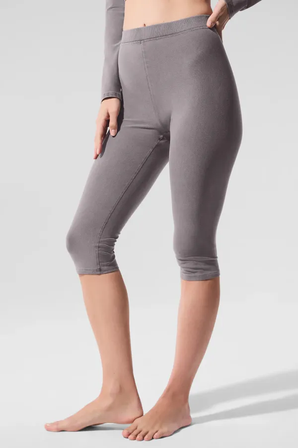 Washed Alosoft High-Waist Iconic 90's Capri - Cool Grey Wash