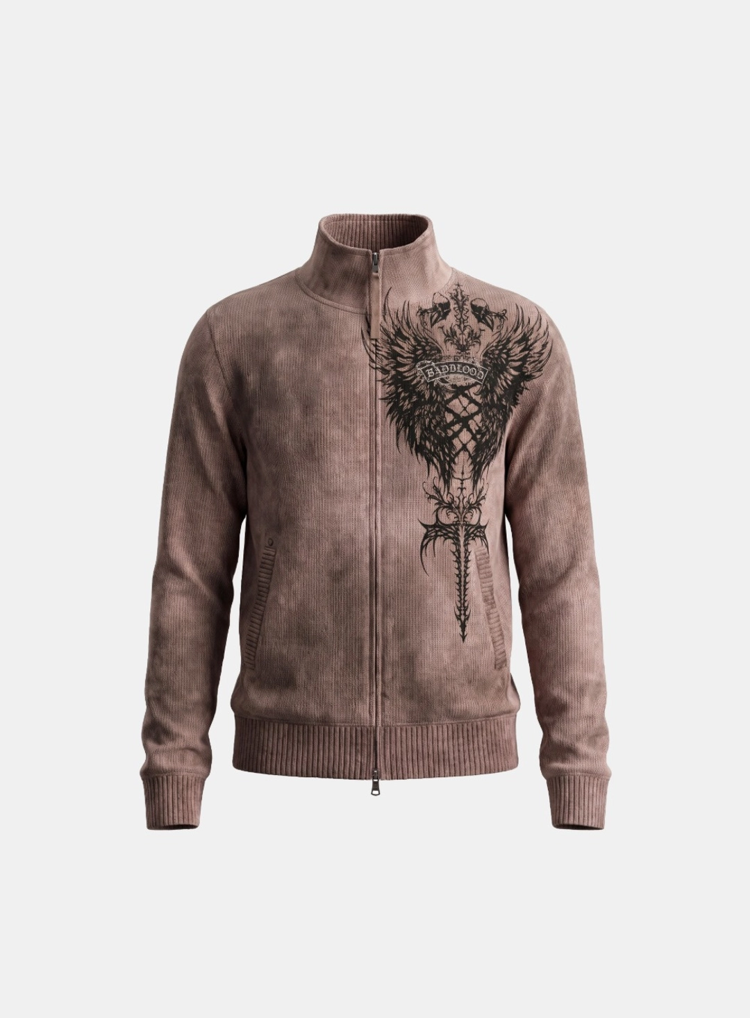배드블러드 [10/7 발송] [w-jkt26-069] T.M.V. RELIC CROSS Full-Zip 니트 트랙 탑 - 핑크 상품 이미지 1