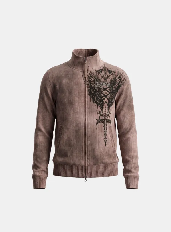 [10/7 발송] [w-jkt26-069] T.M.V. RELIC CROSS Full-Zip 니트 트랙 탑 - 핑크