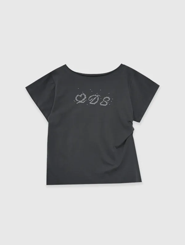 [15th 예약주문] One Shoulder Logo Tee (Charcoal)