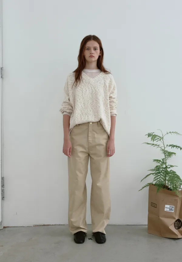 Boucle v-neck knit (cream)