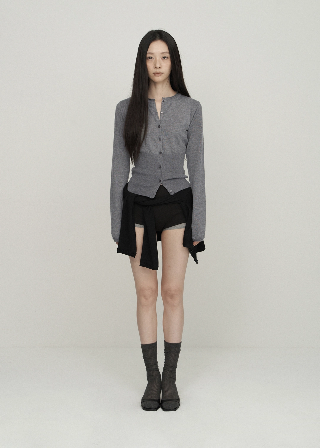 보헤미안서울 [2ND 11/3~ 발송] TRIM DETAIL SLIM CARDIGAN, CHARCOAL 상품 이미지 2