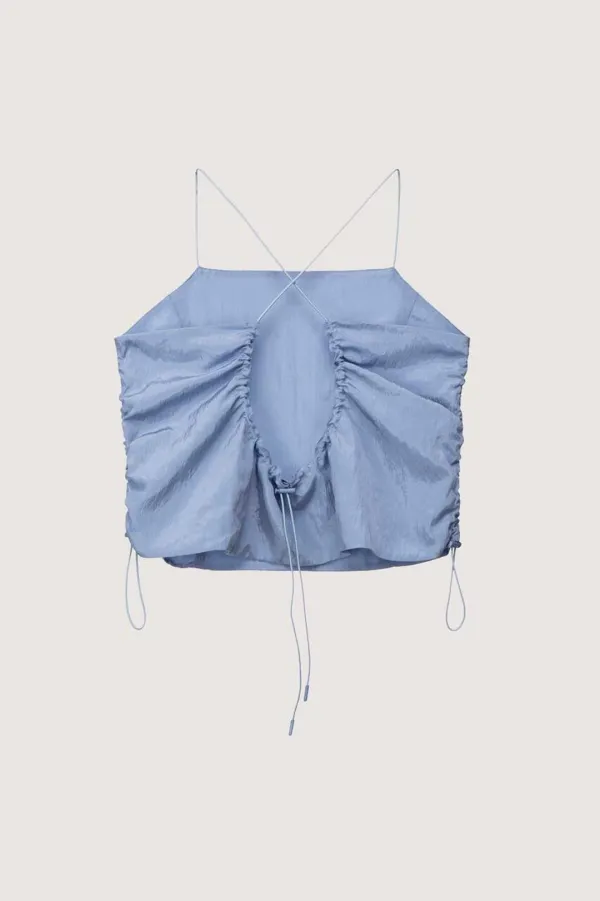 WOVEN STRING BLOUSE LIGHT BLUE