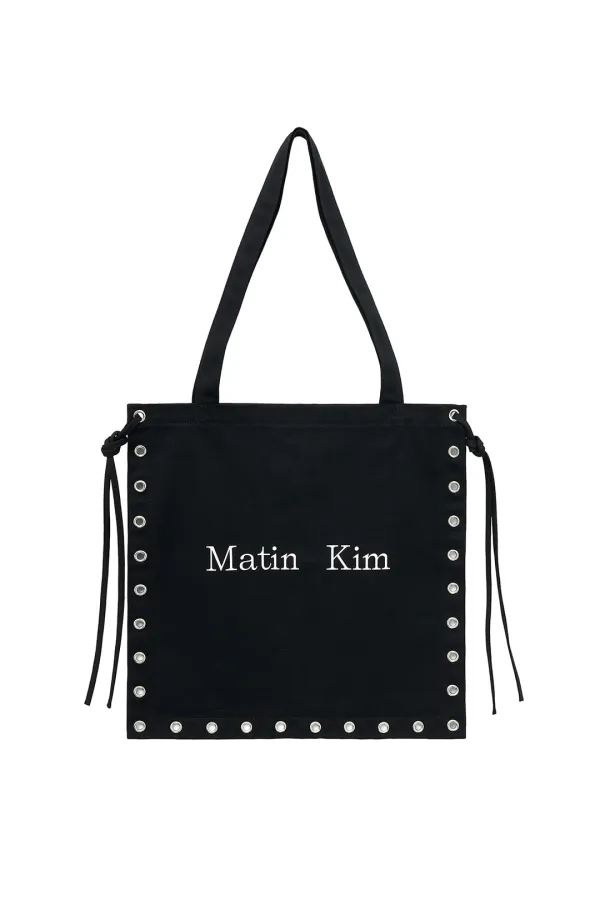 EYELET LOGO CANVAS ECOBAG IN BLACK