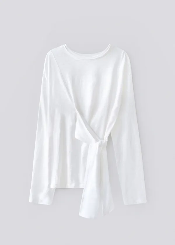 Draping long sleeve tee (white)