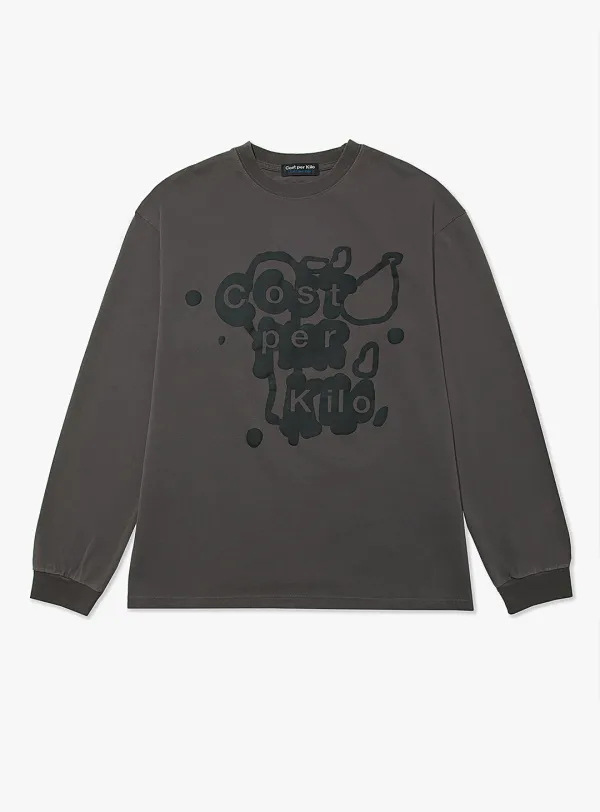 SPLATTER LOGO L/S TEE-D.CHARCOAL