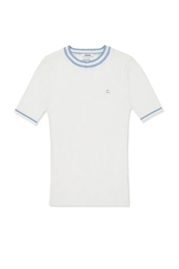 [24SS clove] Slim Round neck Knit (White)