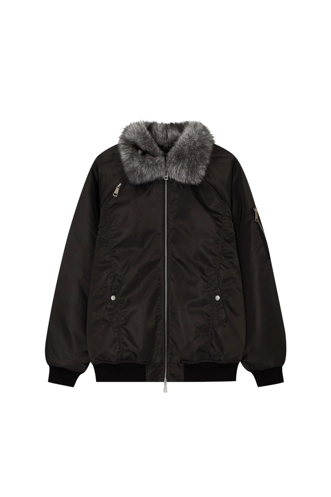 투머치택스 FAUX FUR BOMBER JACKET (CHARCOAL) 상품 이미지 1