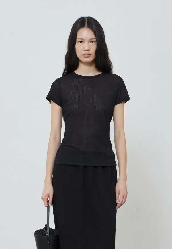 SUMMER RIBBED T-SHIRT - BLACK