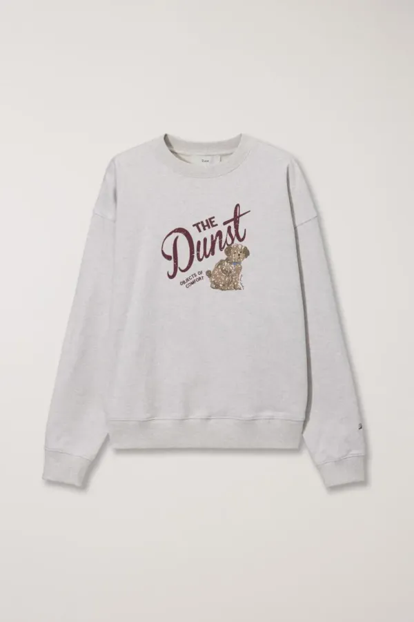 UNISEX DRAWING PUPPY SWEATSHIRT OATMEAL MELANGE